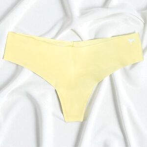 VS PINK No-Show Cotton Thong Panty - Pastel Yellow (M)